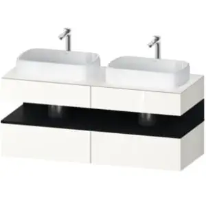 Duravit Qatego Meuble sous-lavabo sur console, 2 tiroirs, 2 découpes, ...