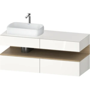 Duravit Meuble sous-lavabo Qatego 140x55x60 cm, blanc/bois, gauche