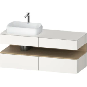 Duravit Qatego Meuble sous-lavabo avec console, 2 tiroirs, 2 tiroirs, découpe à gauche, 1400x550x600mm, niche en chêne naturel, QA4765030840000