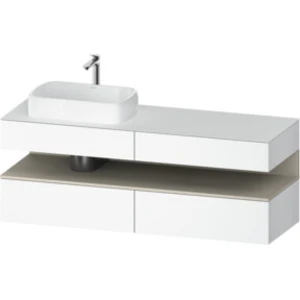 Duravit Qatego Meuble sous-lavabo avec console, 2 tiroirs, 2 tiroirs, découpe à gauche, 1600x550x600mm, niche Taupe Supermatt, QA4777083180000