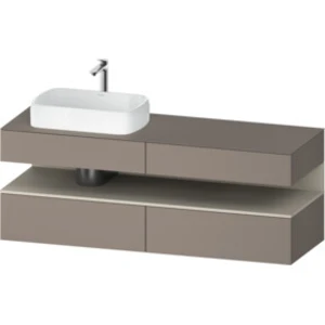Duravit Qatego Meuble sous-lavabo avec console, 2 tiroirs, 2 tiroirs, découpe à gauche, 1600x550x600mm, niche Taupe Supermatt, QA4777083430000