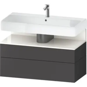 Duravit Meuble sous lavabo Qatego 99x47x59 cm, blanc/gris, 1 porte, av...
