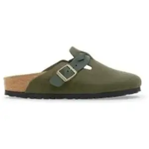 Sandales en cuir suédé tressé Birkenstock Boston Vert 38 Étroit 1030599 pas cher