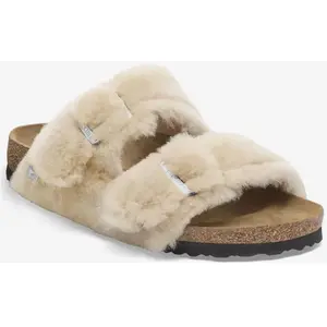 Sandales Birkenstock Arizona Shearling étroites beige femme - 38 pas cher