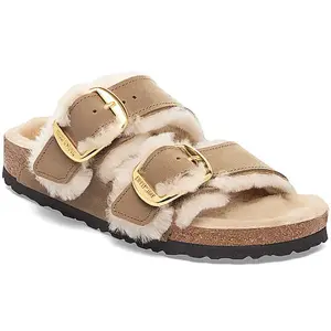 Claquettes femme Birkenstock Arizona Big Buckle Shearling Beige 37 Étroit 1030384 pas cher