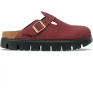 Sandales en cuir suédé épais Birkenstock Boston Rouge 36 Étroit 103040... pas cher