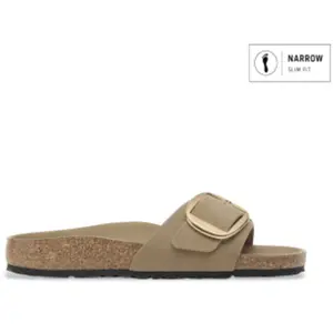 Birkenstock pour femme. 1030467 Sandales en cuir Madrid Grande boucle marron clair (42), Plat, Aucun, Casuel pas cher