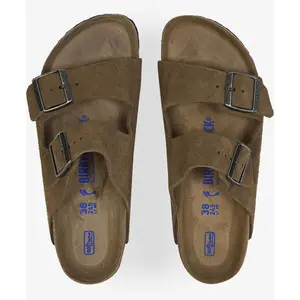 Sandales BIRKENSTOCK  Arizona SF Suede Leather Narrow - Dark Tea Tonal pas cher