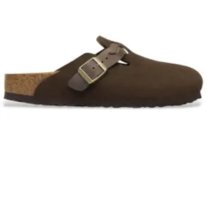 Birkenstock pour femme. 1031716 Sabots en cuir Boston tressé marron foncé (38), Plat, Aucun, Casuel pas cher