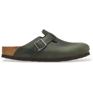 Birkenstock pour homme. 1032724 Sabots en Cuir Boston Oiled (Coupe Régulière) vert (43), Plat, Aucun, Casuel pas cher