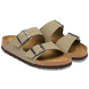 Birkenstock - Arizona LEVE - Sandales Faded Khaki / Dark Brown - 36 - Étroit pas cher