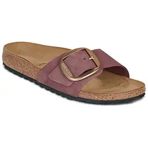 Sandales cuir femme Birkenstock Madrid Big Buckle Nubuck Gris 39 Étroit 1033145 pas cher
