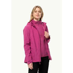 Comparateur de prix : Veste à capuche Jack Wolfskin Moonrise 3 in 1 fuchsia femme - XS