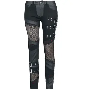 Comparateur de prix : Jean Gothic de Gothicana by EMP - Jeans with Mesh Details - W27L30 à W31L32 - pour Femme - noir W29L32