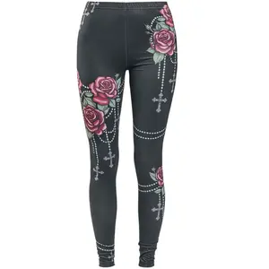 Comparateur de prix : Legging  de Rock Rebel by EMP - Leggings avec Roses & Croix - S à 4XL - pour Femme - noir S