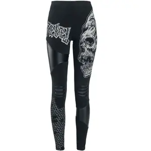 Comparateur de prix : Legging  de Rock Rebel by EMP - Leggings Avec Imprimés, Découpes et Empiècements en Simili-Cuir - S à 5XL - pour Femme - noir/blanc 3XL