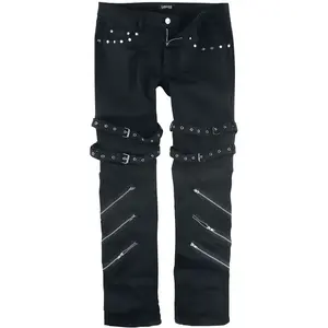 Comparateur de prix : Jean Gothic de Gothicana by EMP - Jared - Jean Noir Avec Bouclesm Zips...