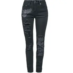Rock Rebel by EMP Femme Jeans avec imprimés et déchirures W28L32