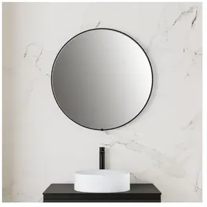 rivea Maila Miroir éclairé Ø 80 cm, avec cadre noir mat contrastant, B... pas cher