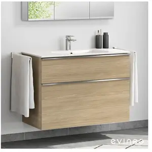 Meuble sous-vasque ineo4 d'evineo l : 100 cm, 2 tiroirs, avec poignée,... pas cher