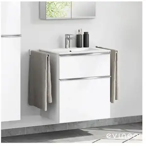 Meuble sous-vasque ineo4 d'evineo l : 60 cm, 2 tiroirs, avec poignée, ... pas cher