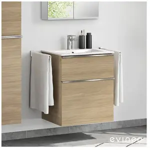 Meuble sous-vasque ineo4 d'evineo l : 60 cm, 2 tiroirs, avec poignée, ... pas cher