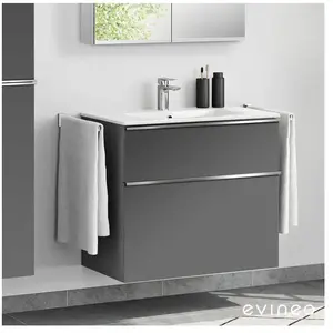 Meuble sous-vasque ineo4 d'evineo l : 80 cm, 2 tiroirs, avec poignée, ... pas cher