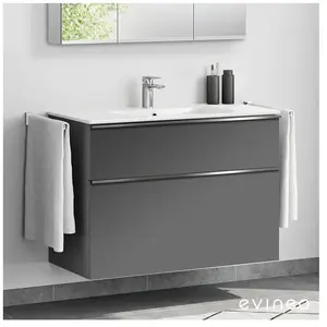 Meuble sous-vasque ineo4 d'evineo l : 100 cm, 2 tiroirs, avec poignée,... pas cher