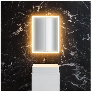 neoro n60 Armoire de toilette l: 60 cm, 2 portes, avec pourtour éclairé, BN0491MI,