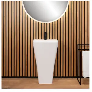 rivea Yuval Lavabo sur pied l : 50 H : 85 P : 40 cm, avec surface facile à nettoyer, BR0549WM,