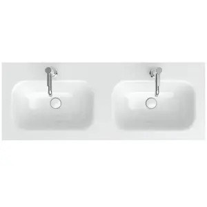 neoro n50T46 soft Vasque double ultra plate à encastrer l : 120,5 P : 46 cm, BN0061WH,