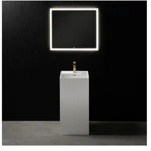 neoro n50 Lavabo sur pied angulaire avec trou percé l : 44 P : 44 H : 87 cm, BN0053WM, pas cher