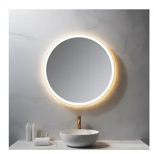 neoro n50 Metal Touch Miroir avec éclairage Ø 80 cm, éclairage sur le ...