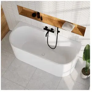 evineo ineo3 Baignoire murale avec trop-plein à fente, L : 170 l : 75 H : 60 cm, BE4088WH,Vendu parreuter