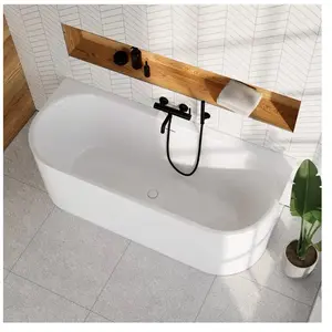 evineo ineo3 Baignoire murale avec trop-plein à fente, L : 180 l : 75 H : 60 cm, BE4089WH,Vendu parreuter