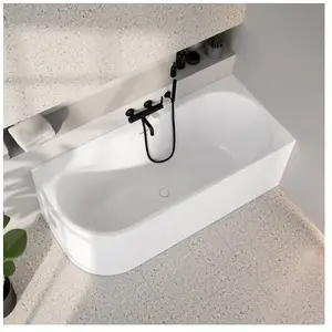 evineo ineo3 Baignoire d’angle avec trop-plein à fente, L : 170 l : 75 H : 60 cm, angle droit de la pièce, BE4083WH,Vendu parreuter
