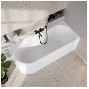 evineo ineo3 Baignoire d’angle avec trop-plein à fente, L : 180 l : 75 H : 60 cm, angle droit de la pièce, BE4084WH,Vendu parreuter