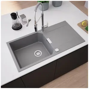 enoova evineo line 200 Évier de cuisine avec surface de dépose latérale l: 100 P: 51 cm, MAD100LGR, pas cher