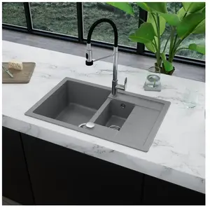 enoova line 200 Évier de cuisine avec bac à restes et surface de dépose l: 78 P: 50 cm, MAD150SGR, pas cher