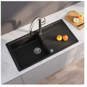 enoova evineo line 350 Évier de cuisine avec surface de dépose latérale l: 100 P: 50 cm, ELD100LAN, pas cher