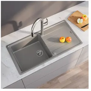 enoova evineo line 350 Évier de cuisine avec surface de dépose latérale l: 100 P: 50 cm, ELD100LGR, pas cher