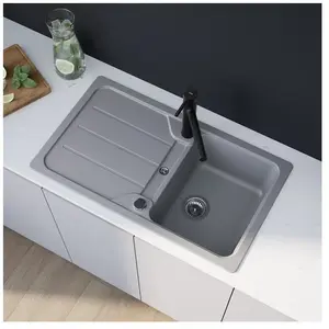 enoova evineo line 100 Évier de cuisine avec surface de dépose latérale l: 86 P: 50 cm, réversible, FOD100GR, pas cher