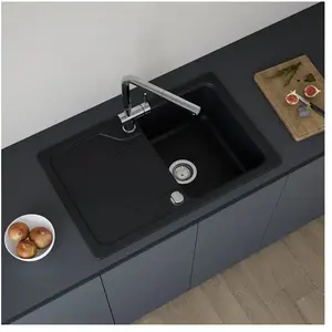 enoova evineo line 100 Évier de cuisine avec surface de dépose latérale l: 78 P: 50 cm, réversible, FOD100SBL, pas cher