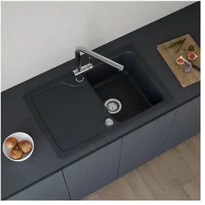enoova evineo line 100 Évier de cuisine avec surface de dépose latérale l: 78 P: 50 cm, réversible, FOD100SAN, pas cher