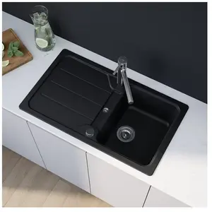 enoova evineo line 100 Évier de cuisine avec surface de dépose latérale l: 86 P: 50 cm, réversible, FOD100BL,Vendu parreuter