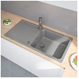 enoova evineo line 100 Évier de cuisine avec surface de dépose latérale l: 100 P: 50 cm, FOD100LGR,
