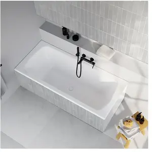 evineo ineo4 Baignoire rectangulaire à encastrer, bonde située au cent... pas cher