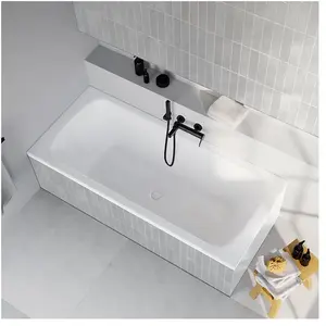evineo ineo4 Baignoire rectangulaire à encastrer, bonde située au cent...