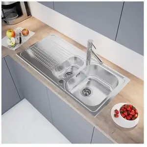 enoova evineo m40 Évier de cuisine avec demi-cuve et surface de dépose l: 100 P: 50 cm, EV2007, pas cher