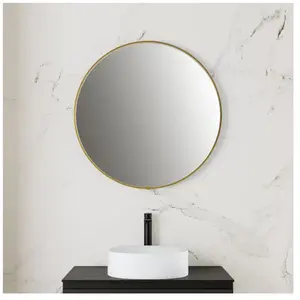 rivea Maila Miroir éclairé Ø 80 cm, avec cadre contrastant en doré mat...